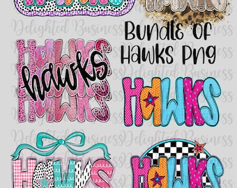 Paquete de archivos PNG de los Hawks, archivo PNG de mascota, diseño PNG de los Preppy Hawks, camiseta de mascota, diseño PNG de mascota, paquete de diseño de camiseta de los Hawks