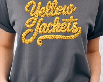 Faux yarn Yellow Jackets png design for shirt, faux yarn mascot png file, Png file download, Sublimation png file, Yellow Jackets shirt png