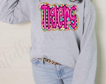 Tigers Mascot PNG, School Spirit Shirt Design, Tiger Sublimation PNG, Sports Team Graphic, Game Day Shirt, Digital Download
