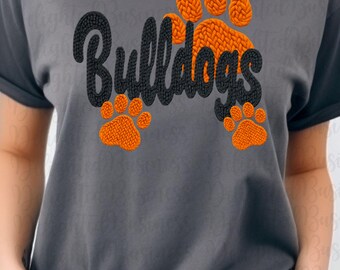 Faux yarn Bulldogs png design for shirt, mascot png file, Png file download, Designer png design, School mascot png, Bulldogs shirt png