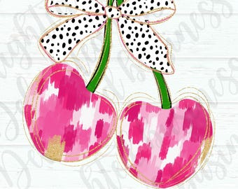 Coquette Cherry Png, Cherries with bow png, Coquette png, Cherry png, Popular trending cherry png