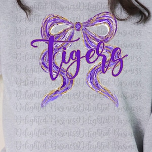 Trendy bow Tigers png file, Tigers mascot png file, School spirit png, mascot shirt, mascot sticker, png file, Tigers shirt design