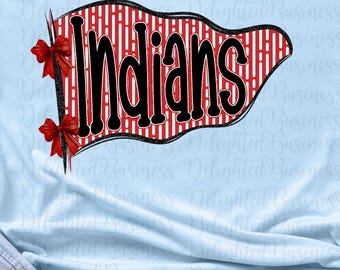 Indians png design for shirt, preppy mascot png file, Designer png design, School mascot png, Game day png, Indians shirt png