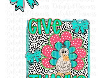 Thanksgiving PNG Design: Colorful Give Thanks Shirt Sublimation (Digital Download