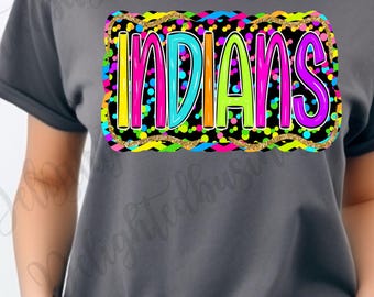 Indians png design for shirt, preppy mascot png file, Designer png design, School mascot png, Game day png, Indians shirt png