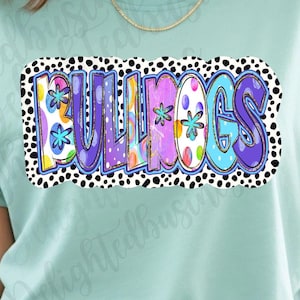Bulldogs Mascot PNG: Colorful Shirt Design (Digital Download)