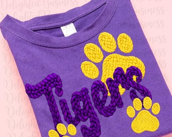 Faux knotted yarn Tigers png file, mascot png file, Sublimation png file, mascot shirt, mascot sticker, png file, Tigers shirt design