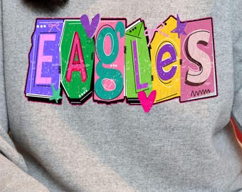 Eagles Mascot PNG, School Spirit Shirt Design, Eagle Sublimation PNG, Sports Team Graphic, Game Day Shirt, Digital Download