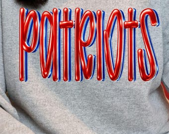 Faux metallic Patriots png design for shirt, mascot png file, Designer png design, School mascot png, Game day png, Patriots shirt png