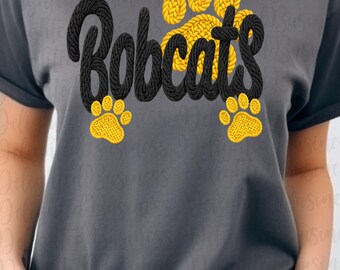 Faux Yarn Bobcats png design for shirt, mascot png file, Png file download, Designer png design, Bobcats mascot png, Bobcats shirt png