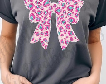 Pink Leopard Coquette bow png file, pink bow png file, Png file download, Sublimation png file, bow png design, bow png design