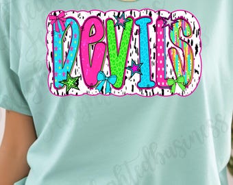 Preppy Devils png design for shirt, mascot png file, Designer png design, School mascot png, Game day png, Devils shirt png