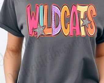Wildcats Mascot PNG, School Spirit Shirt Design, Wildcats Sublimation PNG, Sports Team Graphic, Game Day Shirt, Digital Download