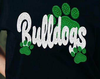 Faux yarn Bulldogs png design for shirt, mascot png file, Png file download, Designer png design, School mascot png, Bulldogs shirt png