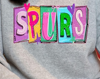Ransom letters Spurs png design for shirt, mascot png file, Png file download, Sublimation png file, Spurs png shirt, Spurs shirt png