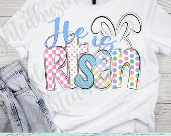 Pasqua Cristiana png Lui è risorto png Maglietta di Gesù png design Maglietta canzone cristiana Regalo cristiano Fiocco rosa Cristiano png