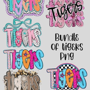 Bundle of Tigers png file, mascot png file, Preppy Tigers Png design, mascot shirt, mascot sticker, png file, Tigers shirt design bundle