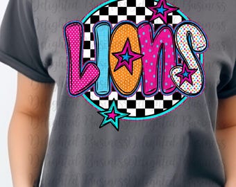 Lions PNG Design: Mascot Graphic, Shirt Design (Digital Download, 300 DPI)