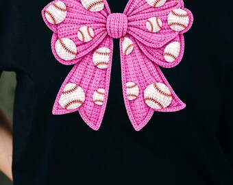 Faux yarn Coquette pink bow baseball png file, baseball png file, Png file download, Sublimation png file, baseball png design, baseball png
