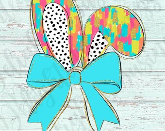 Coquette Easter Png, Bunny bow Sublimation, brushstroke bunny Png file download, Sublimation png file, Easter shirt, Easter png