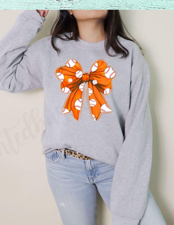 Baseball Coquette orange bow png file, baseball png file, Png file download, Sublimation png file, baseball png design, baseball png