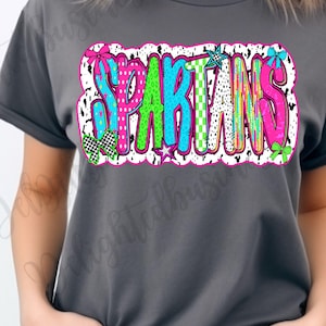 Preppy Spartans png design for shirt, mascot png file, Png file download, Sublimation png file, Spartans png shirt, Spartans shirt png