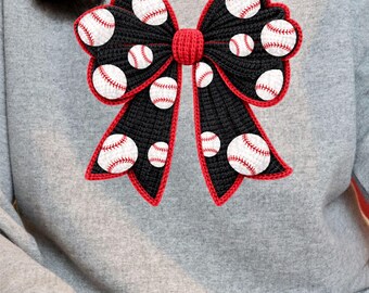 Faux yarn Coquette black red bow baseball png file, baseball png file, Png file download, Sublimation png file, baseball png design