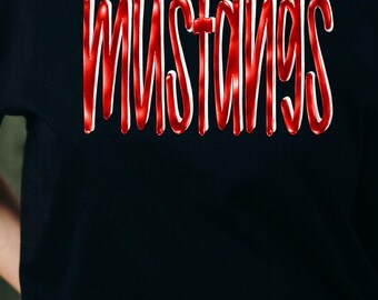 Faux metallic Mustangs png design for shirt, mascot png file, Png file download, Sublimation png file, Mustangs shirt, Mustangs shirt png