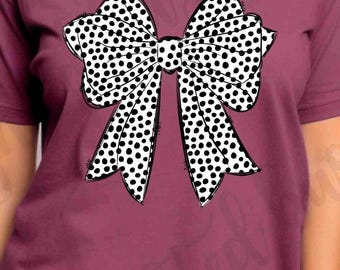 Polka dot Coquette bow png plik, czarno-biały bow png plik, pobierz plik png, plik sublimacyjny png, projekt bow png, projekt bow png
