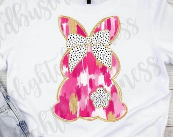 Coquette Easter Png, Bunny bow Sublimation, brushstroke bunny Png file download, Sublimation png file, Easter shirt, Easter png