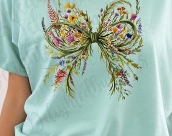 Wildflowers Coquette bow png file, Wildflower bow png file, Png file download, Sublimation png file, bow png design, bow png design