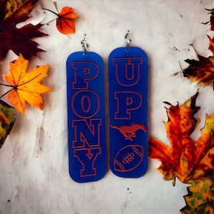 SMU Mustangs Pony Up Earrings for Football Game Day, Graduation Gifts for Grads