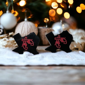 Texas Tech Red Raiders Earrings for Football Game Day, Graduation Gift for Grad, Coworker Secret Santa Teacher Christmas Gifts for Her