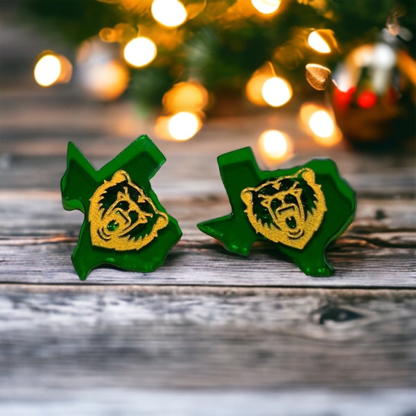 Baylor Bears Earrings for Football Game Day, Graduation Gift for Grad, Coworker Secret Santa Teacher Christmas Gift for Her