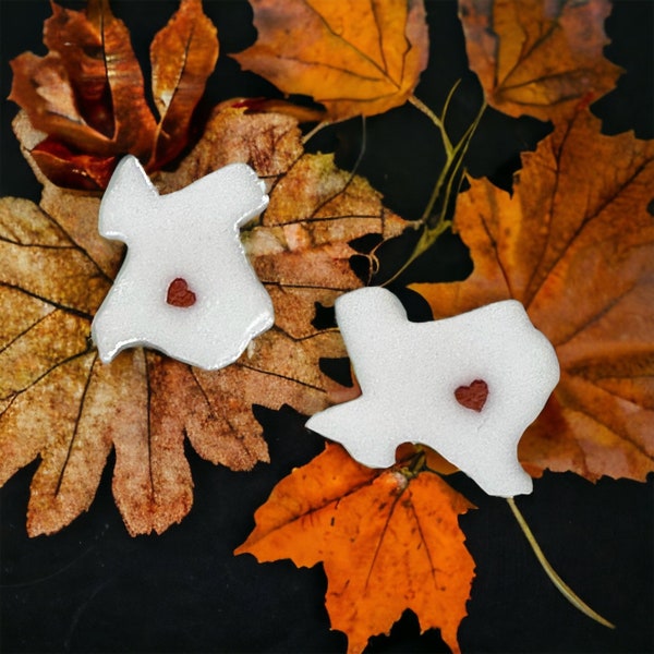 UT Longhorns Heart in Austin Earrings for Football Game Day, University of Texas Graduation Gifts for Grads