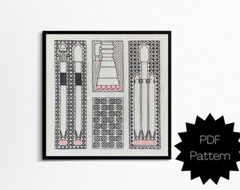 Rocket X Blackwork Pattern - (Digitales PDF)