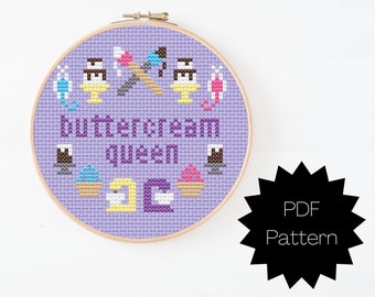 Korsstygnsmönster för Buttercream Queen - (Digital PDF)
