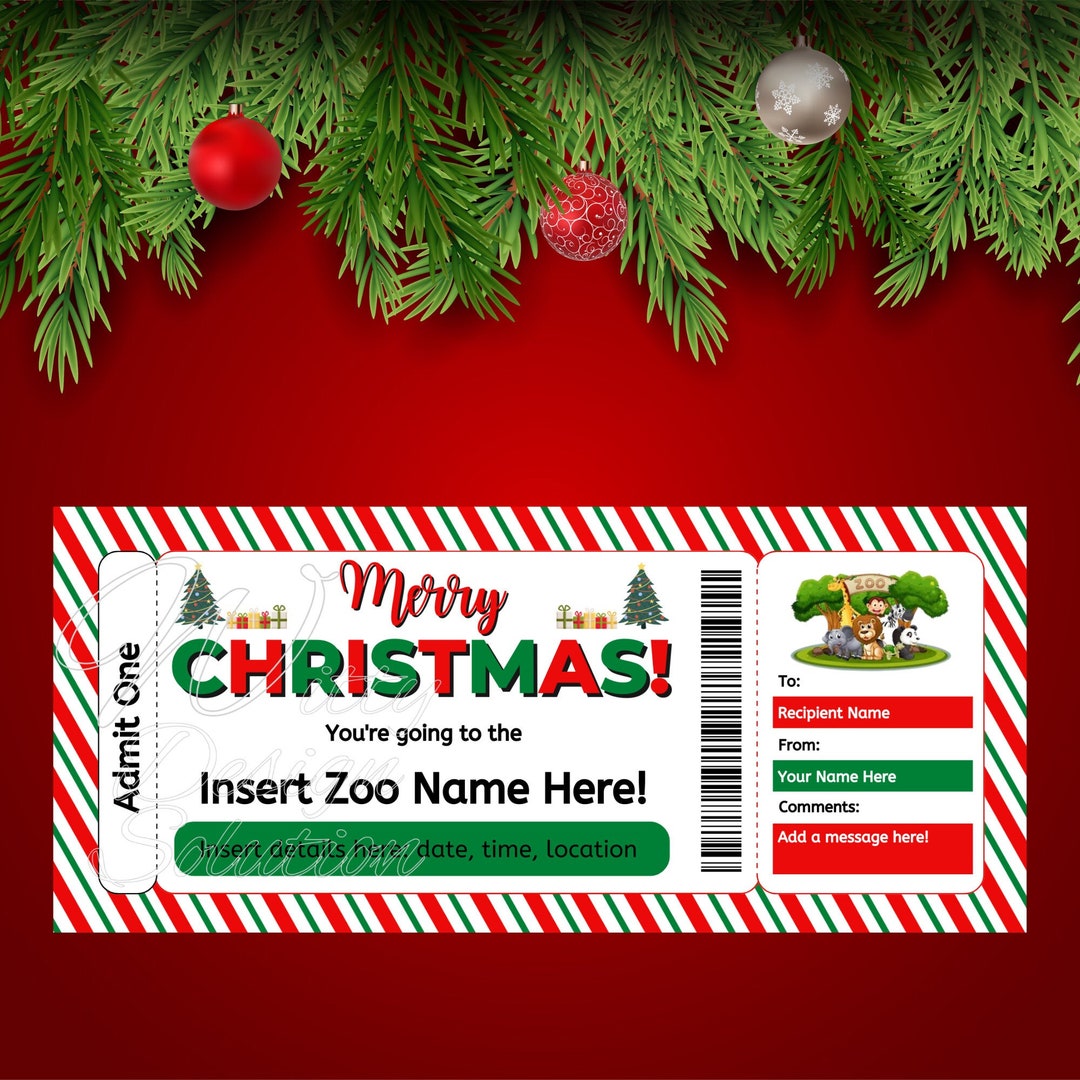 Christmas Zoo Voucher / Template Voucher for Zoo / Editable Zoo Voucher