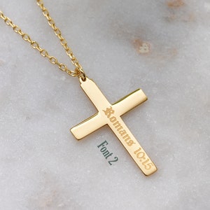 14k Gold Cross Necklace: Personalized Christian Baptism  Confirmation Gift  Pendant