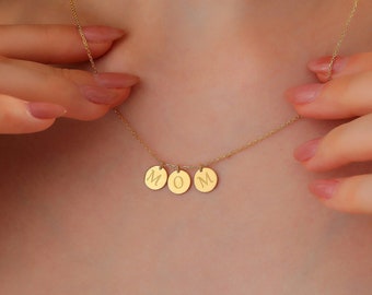 14k Solid Gold Initial Disc Necklace, Custom Only Disc Option