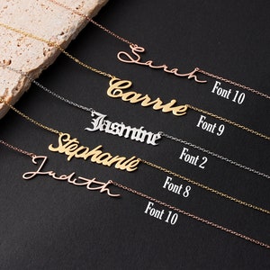 Collar con nombre en oro macizo de 14k: Joyería personalizada con escritura a mano