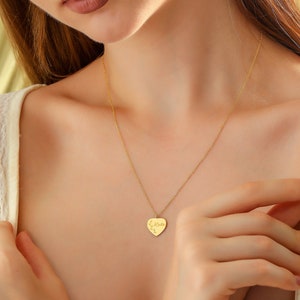 14K Solid Gold Heart Name Necklace For Women, Pendant Only Listing