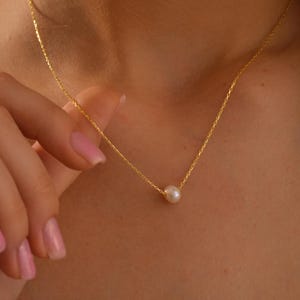 Pearl Necklace, Bridal Pearl Jewelry, Bridesmaids Gift For Her, Freshwater Dainty Pearl Necklace, Anniversary Christmas Gift,Natural Pendant