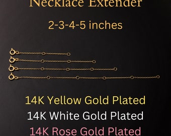 14K Solid Gold Plated Halskette Verlängerung, Armband Kettenverlängerung, einstellbar 2, 3, 4, 5 Zoll Gelb, Weiß, Rose Gold Verlängerung für Frauen