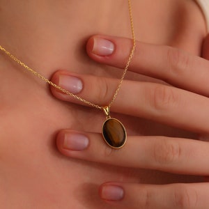 Tiger Eye Focus Raw Stone, Handmade Beaded Valentine&#39;s Day Gift, Gemstone Vintage Necklace, Healing Energy Genuine Stone Pendant Xmass 2025