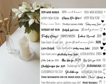 New Year's Eve & Christmas candle tattoo PDF template A4 | Candle stickers stick candles 2024 | Candle design New Year | PDF for water slide film