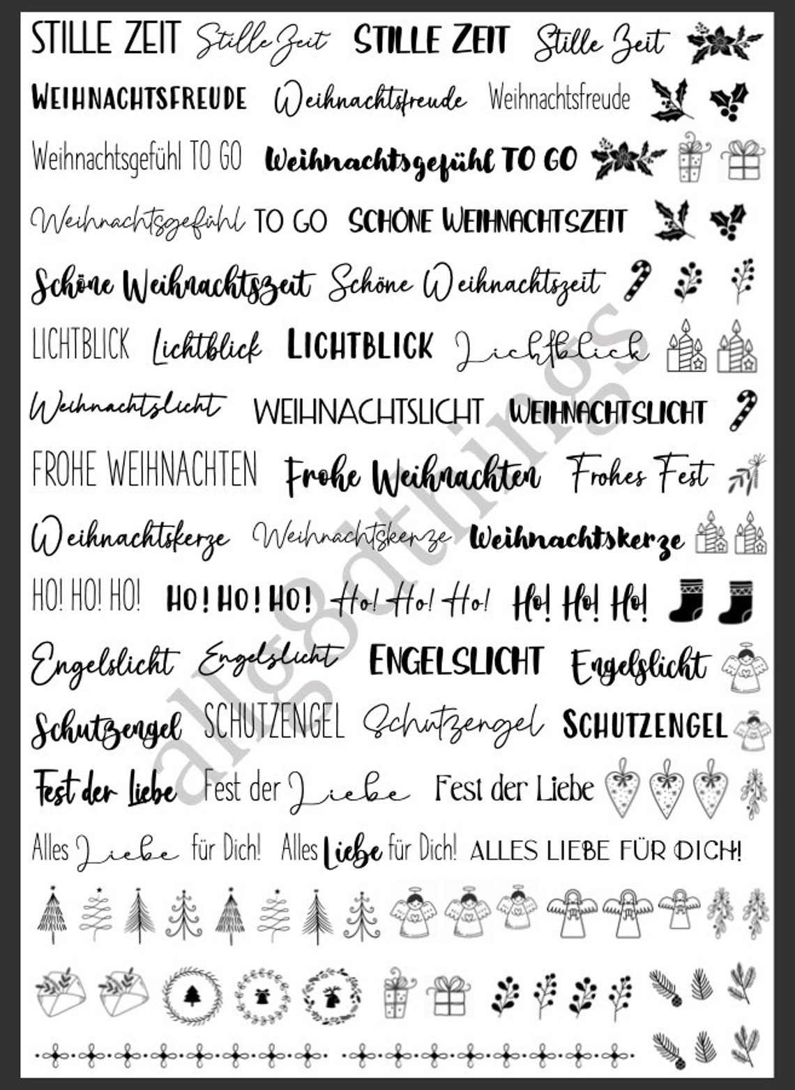 Weihnachten Kerzentattoo PDF-Vorlage A4 Kerzensticker Stabkerzen