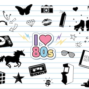 80&#39;s Retro Digital Files for Cricut & Silhouette | Get Nostalgic - Instant Download Retro Designs