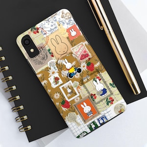 Miffy Collage Phone Case - Vintage Kawaii Bunny Cover, Floral & Stamp Aesthetic, Cute Retro Style iPhone Protection