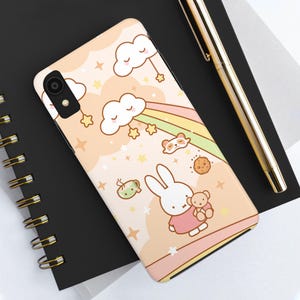 Miffy Pastel Phone Case | Soft Rainbow Bunny iPhone Cover, Kawaii Aesthetic, Cute Sleepy Clouds Design for iPhone & Samsung Models